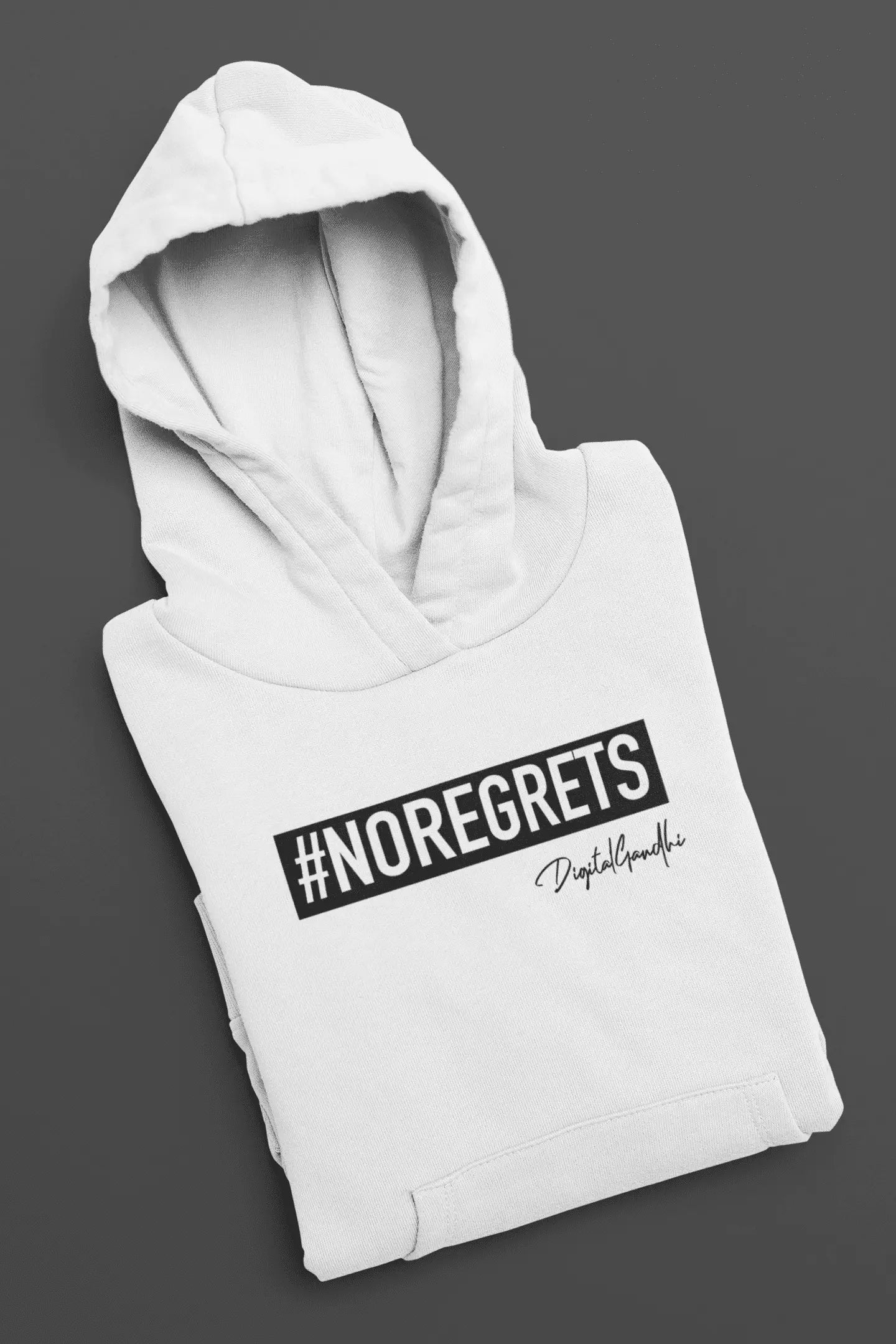 NO REGRETS Hoodie / Digital Gandhi Printrove