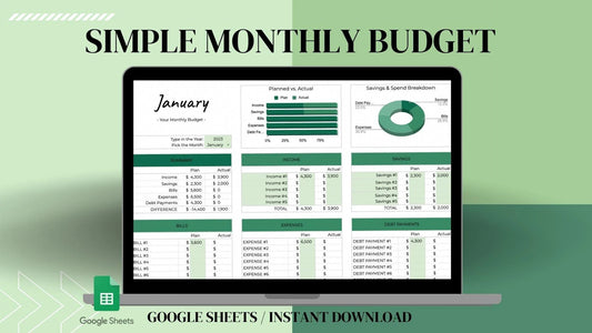 Simple Monthly Budget Tracker / Planner Good Network by Digital Gandhi 